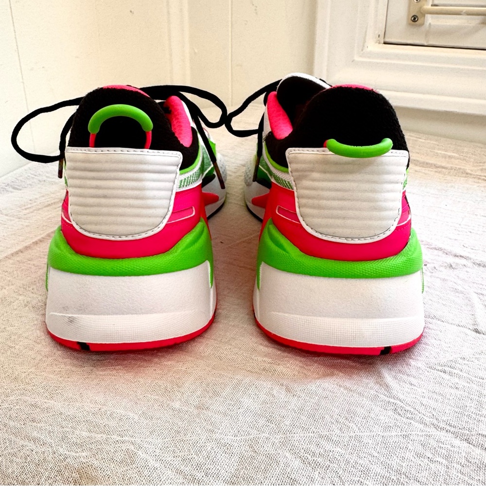 PUMA MTV x RS-X Tracks Bold 80s style 370408-01 8 EUC Neon Pink Green Pumas - Picture 8 of 14